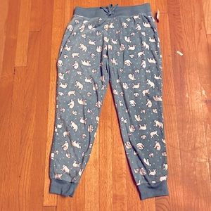 Women’s Fleece Polar Bear Lounge Pants. Size M/L. NWT